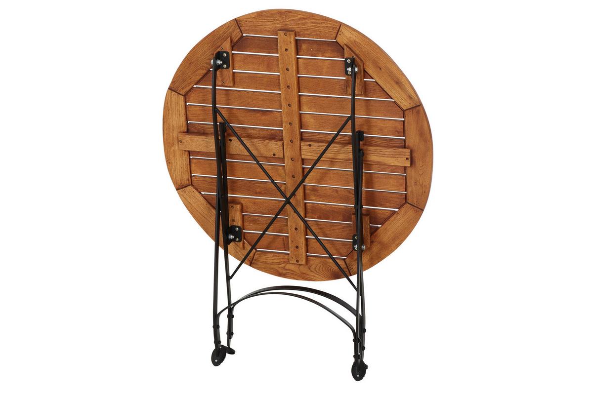 Siena Garden Gartentisch D: ca.85cm Robinie - Robinienfarben/Schwarz, KONVENTIONELL, Holz/Metall (85/85/78cm) - Siena Garden