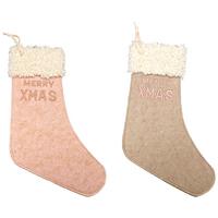 Weihnachtsstrumpf Larry Pink/Dunkelrosa - Pink/Dunkelrosa, KONVENTIONELL, Textil (18/30cm) - Mömax