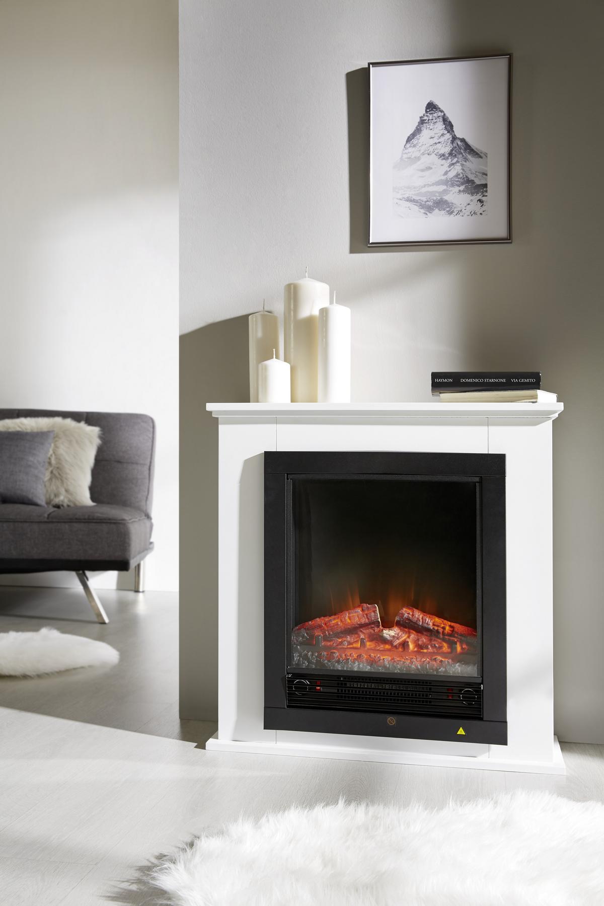 Elektrokamin 1800W weiß Flammeneffekt Geneva - Weiß, LIFESTYLE, Glas/Metall (70/71/22cm)