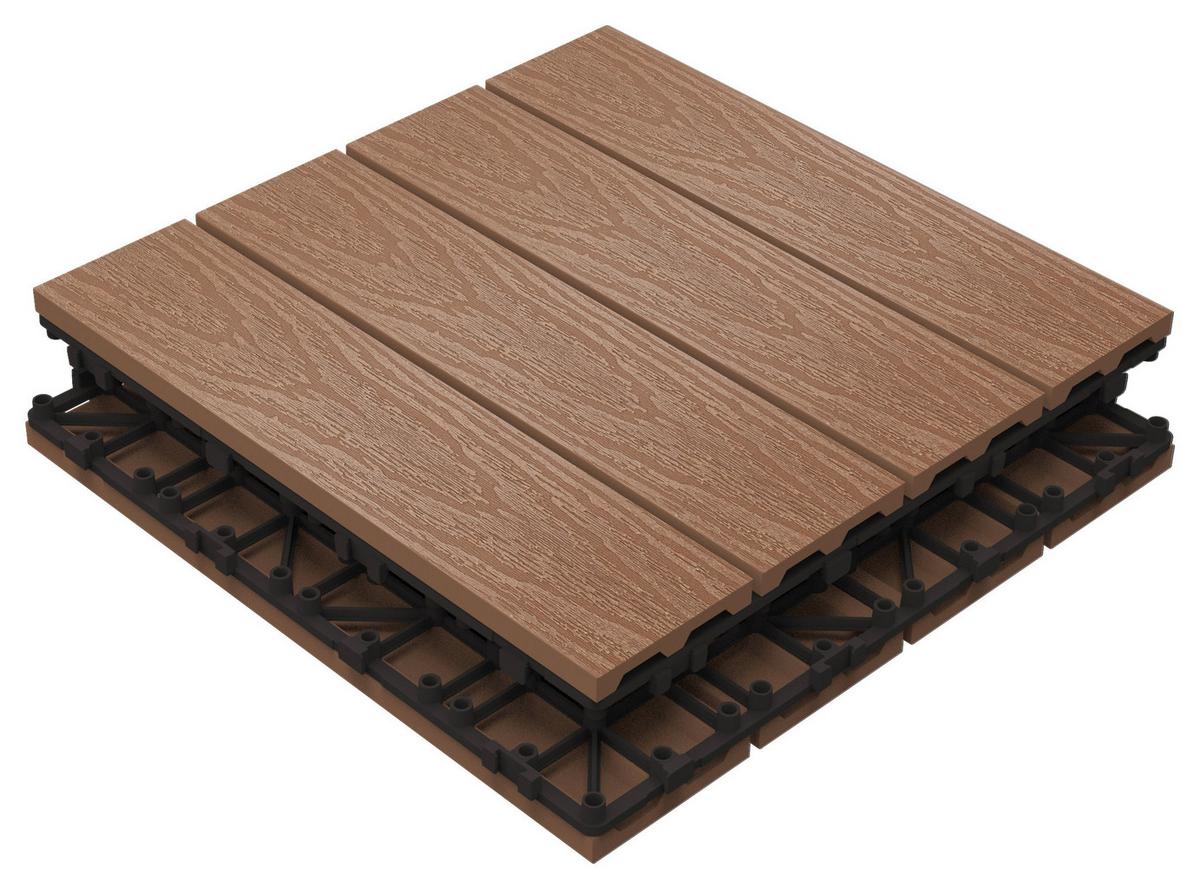 PŁYTKA TARASOWA PREMIUM 11ER SET - kolor drewna tekowego, Konventionell, materiał drewnopochodny (30/30/2,1cm) - Ambia Garden