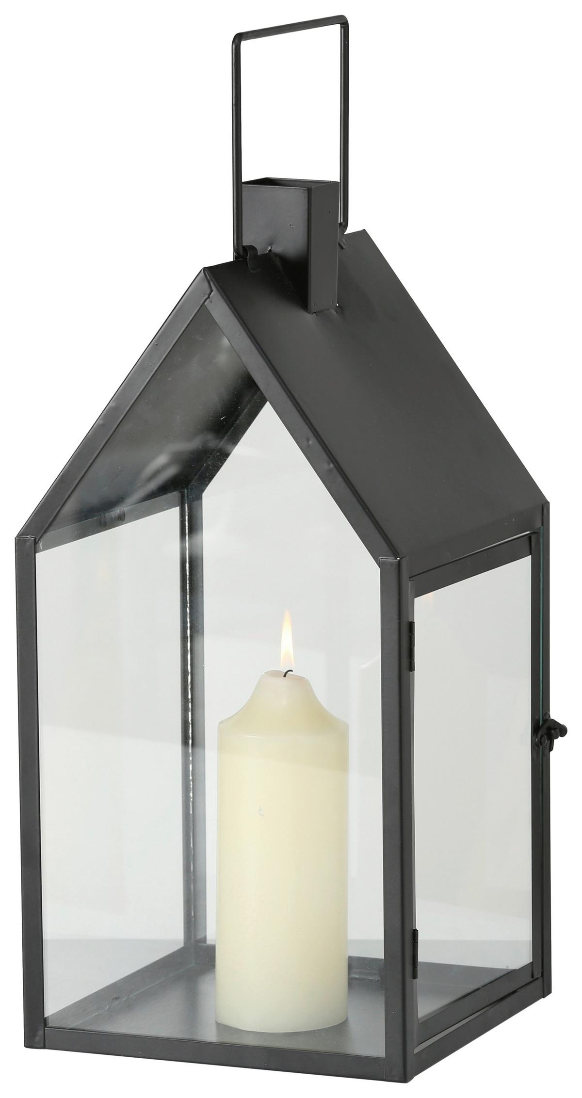 Laterne Nuovo in Schwarz - Schwarz, Modern, Glas/Metall (21/45/21cm) - Premium Living