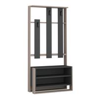 GARDEROBENSCHRANK CHESTER HALL STAND - Anthrazit/Mokka, Design, Holzwerkstoff (90/180/36cm) - Livetastic
