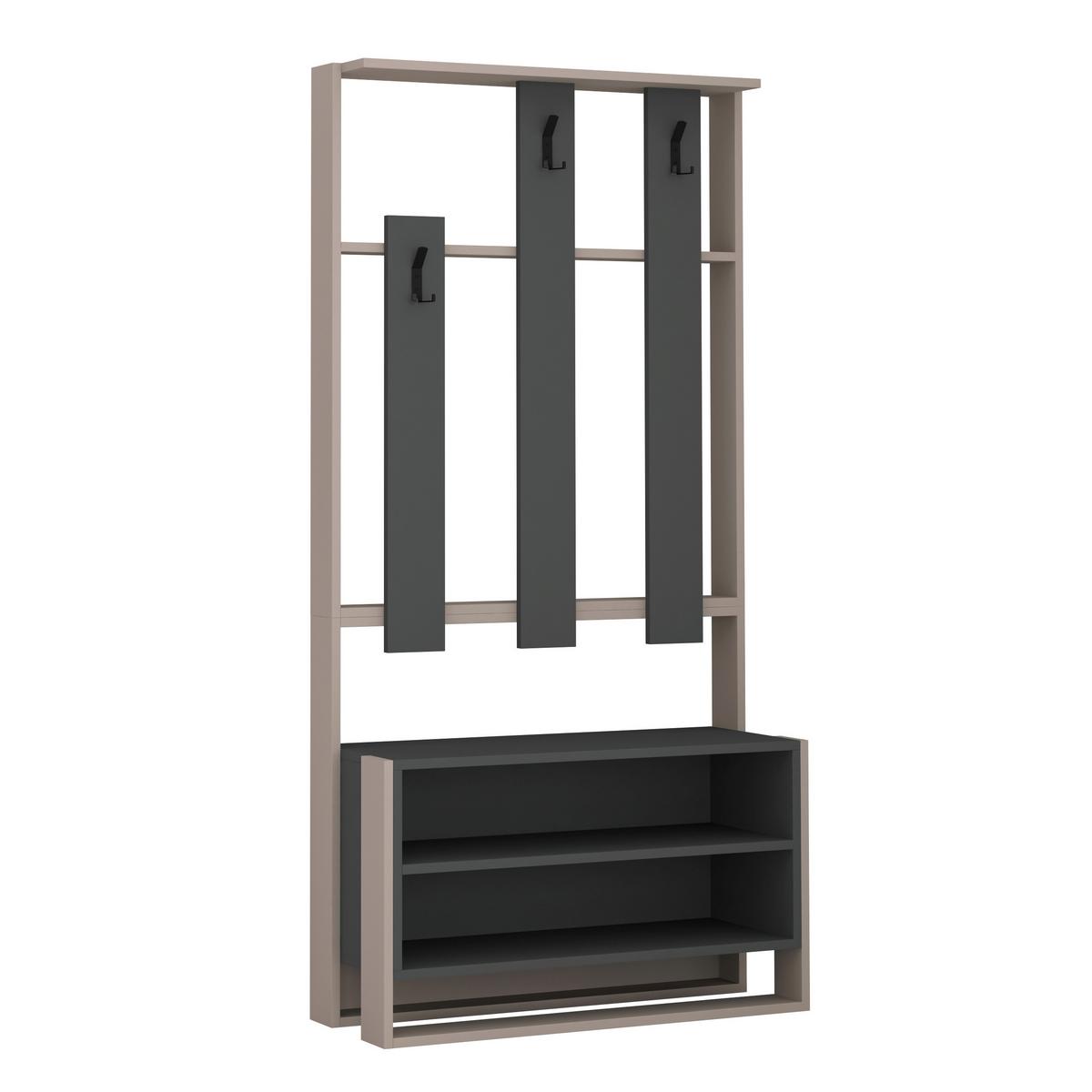 GARDEROBENSCHRANK CHESTER HALL STAND - Anthrazit/Mokka, Design, Holzwerkstoff (90/180/36cm) - Livetastic