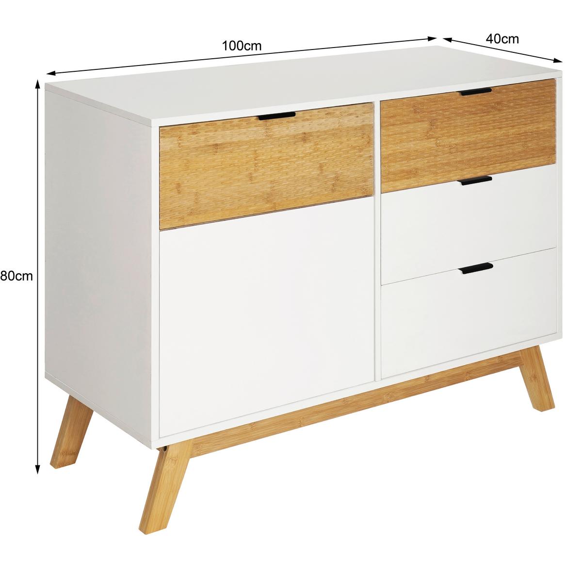 Comodă PISA - alb/culoare natur, Trend, lemn/material pe bază de lemn (100/80/40cm) - Modern Living