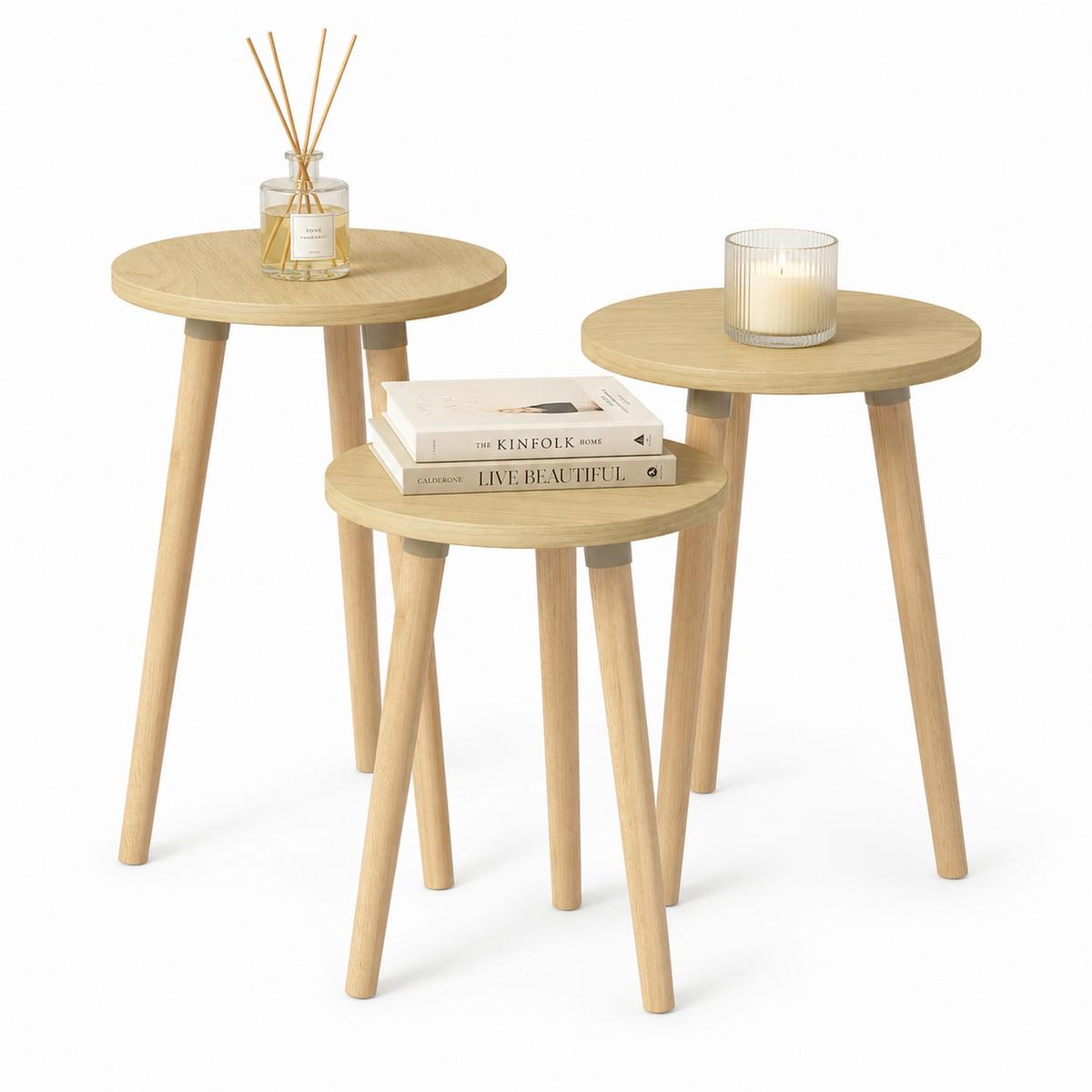 Beistelltischset Barilo 3-tlg. Honigeiche - Honigeiche, Design, Holzwerkstoff (33,5/33,5/52cm) - MID.YOU