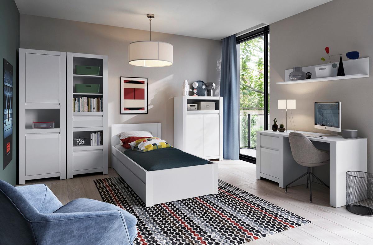 Polica Novi - bijela/crna, Moderno, drvni materijal/plastika (62/198/42,2cm) - Premium Living