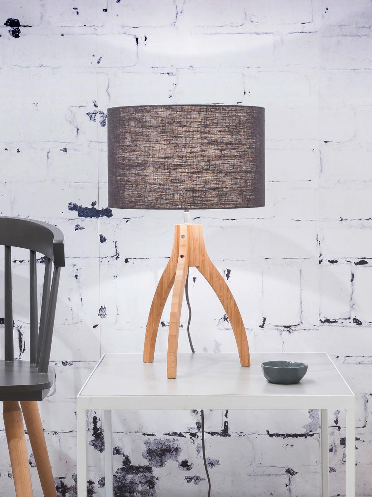 Namizna Svetilka Anna, Temno Siva, Bambus - temno siva/naravne barve, Trend, tekstil/les (36/54cm) - Good & Mojo