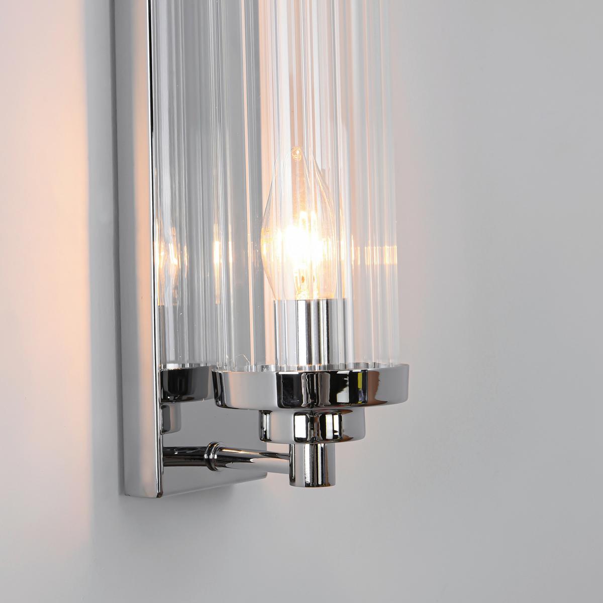 Wandleuchte Lp-2960/1w Ch Lorenzo - Chromfarben, Konventionell, Glas (42/10/8cm)