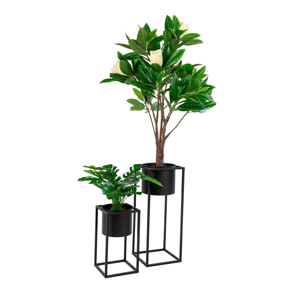 Übertopf-Set Marla Flowerpots Schwarz, 2-teilig - Schwarz, Design, Metall