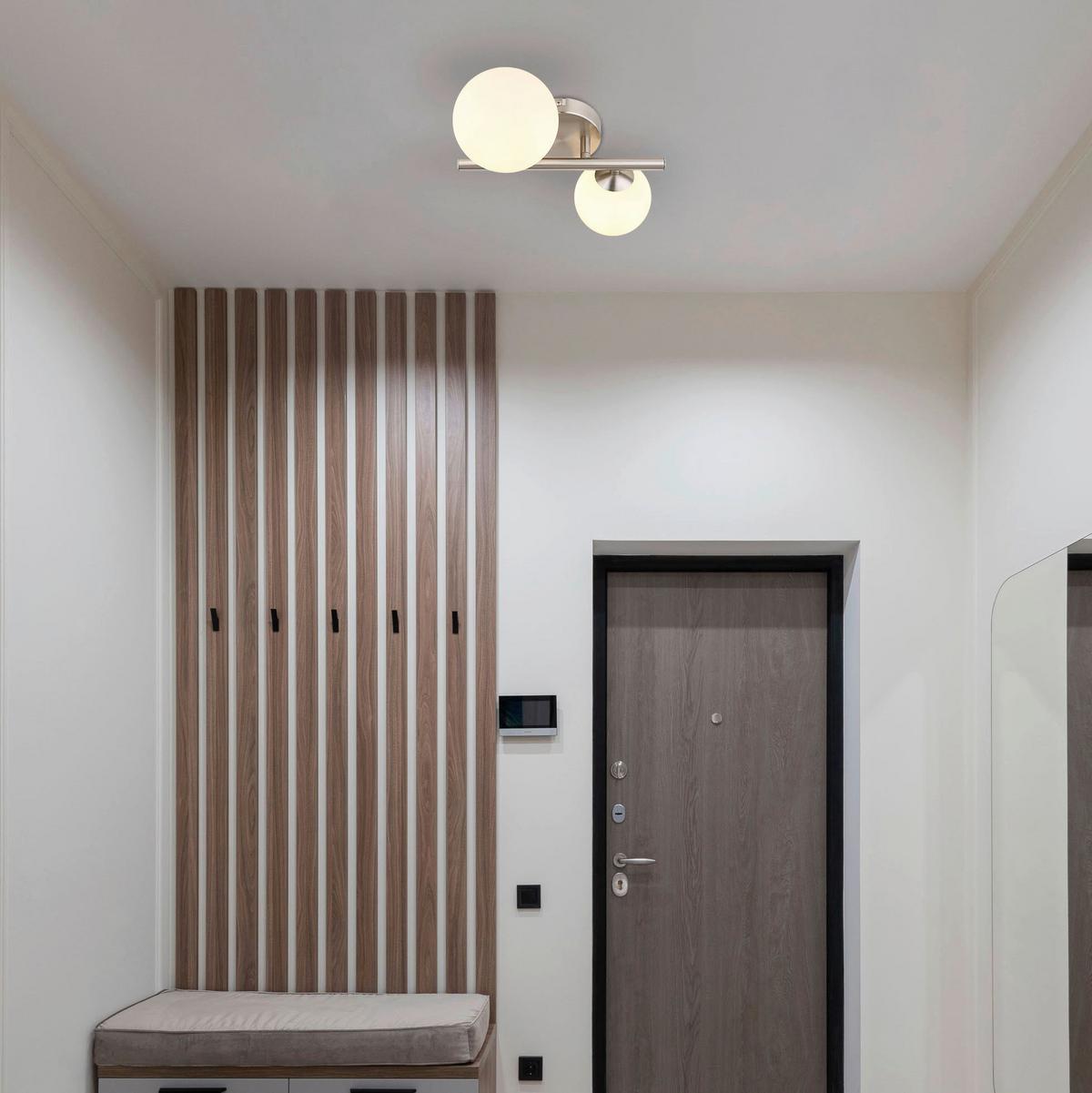 LED-Wandleuchte Riha Opal/Nickelfarben max. 3,5Watt - Opal/Nickelfarben, KONVENTIONELL, Glas/Metall (25/26/12,5cm) - Globo