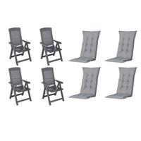 GARTENSTUHL-SET TAMPA+AUFLAGEN SET - Anthrazit/Grau, MODERN, Kunststoff/Textil (44/111/50cm) - Gardenson