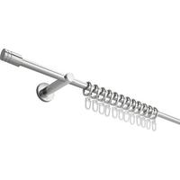 Vorhangstangenset Tonne aus Metall ca. 180cm - Edelstahlfarben, Metall (180cm) - Modern Living