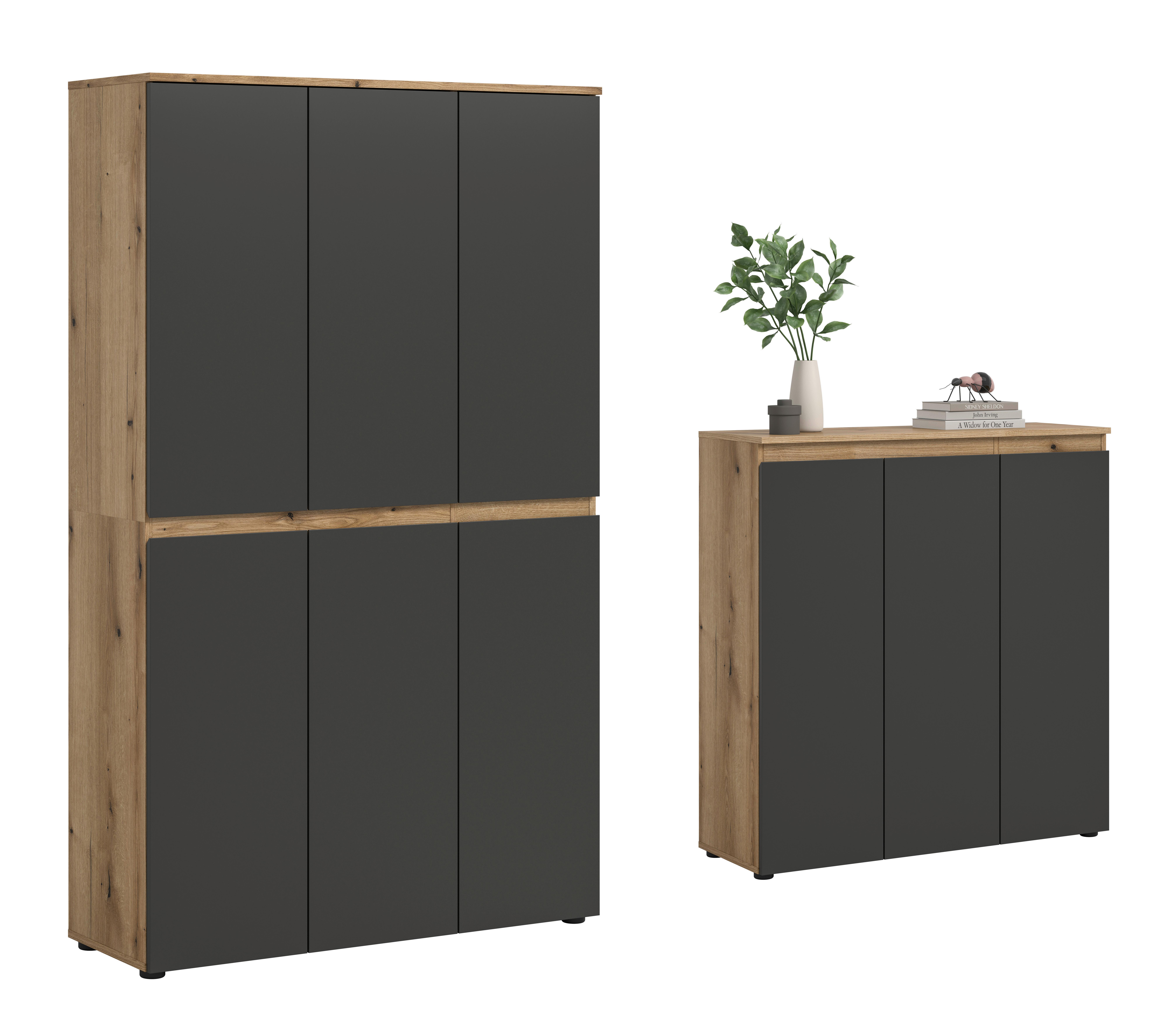 Garderobenschrank Scarpa Anthrazit/Eiche - Eichefarben/Anthrazit, Design, Holzwerkstoff/Kunststoff (235/175/37cm) - Livetastic