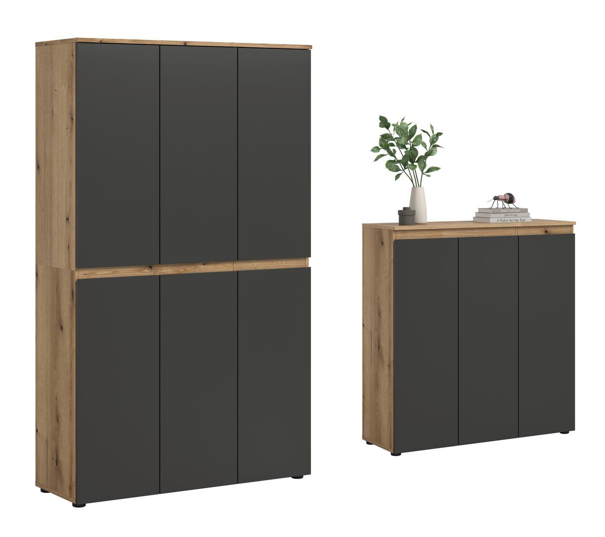 Garderobenschrank Scarpa Anthrazit/Eiche - Eichefarben/Anthrazit, Design, Holzwerkstoff/Kunststoff (235/175/37cm) - Livetastic
