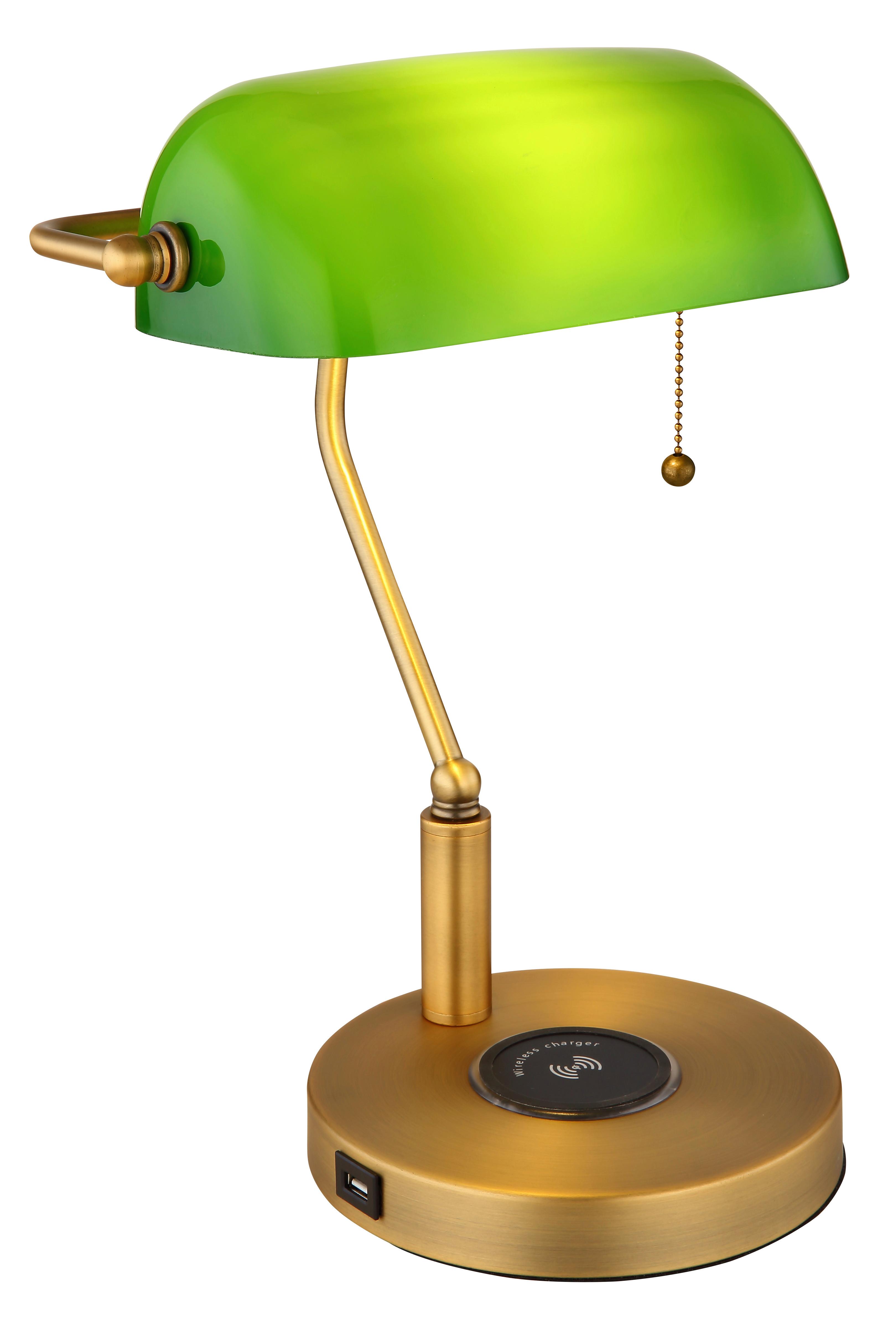 Namizna Svetilka 2491w Antique - zelena/bela, Konvencionalno, kovina/steklo (26,5/25/36cm) - Globo
