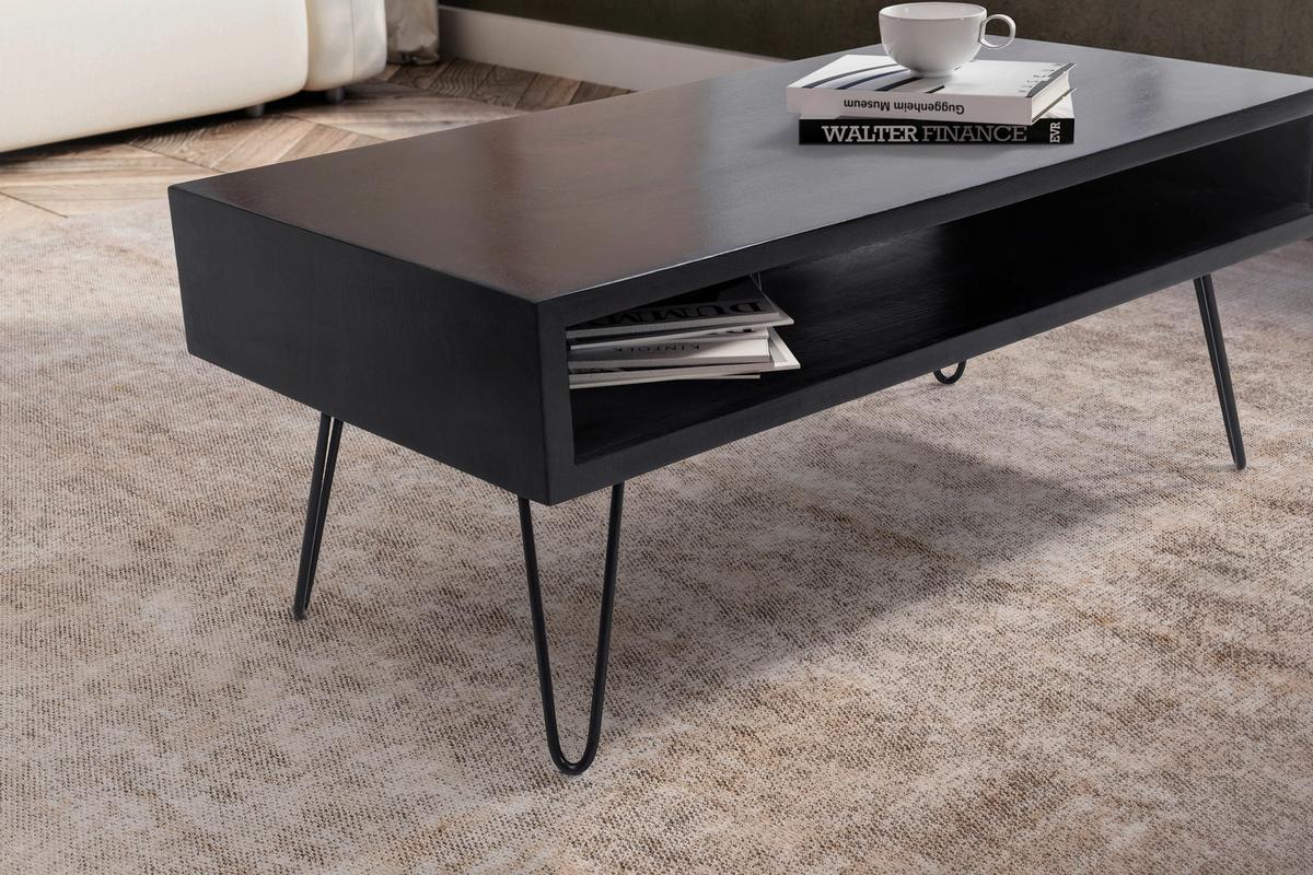 COUCHTISCH WL6.841 - Schwarz, Design, Holz/Metall (100/50/40cm) - MID.YOU