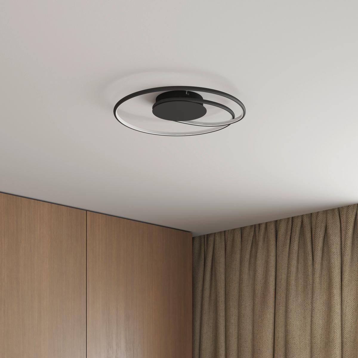 LAMPA SUFITOWA LED BIRMINGHAM *SBN* - czarny, Lifestyle, tworzywo sztuczne/metal (45/8cm) - Novel