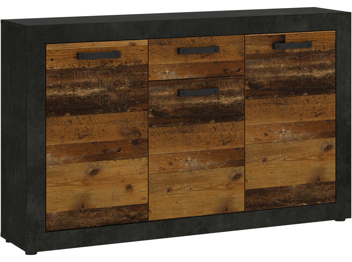 Komoda Kassel - boje hrasta/crna, Romantično / ladanjski, drvni materijal/plastika (135,2/86/35cm) - Modern Living