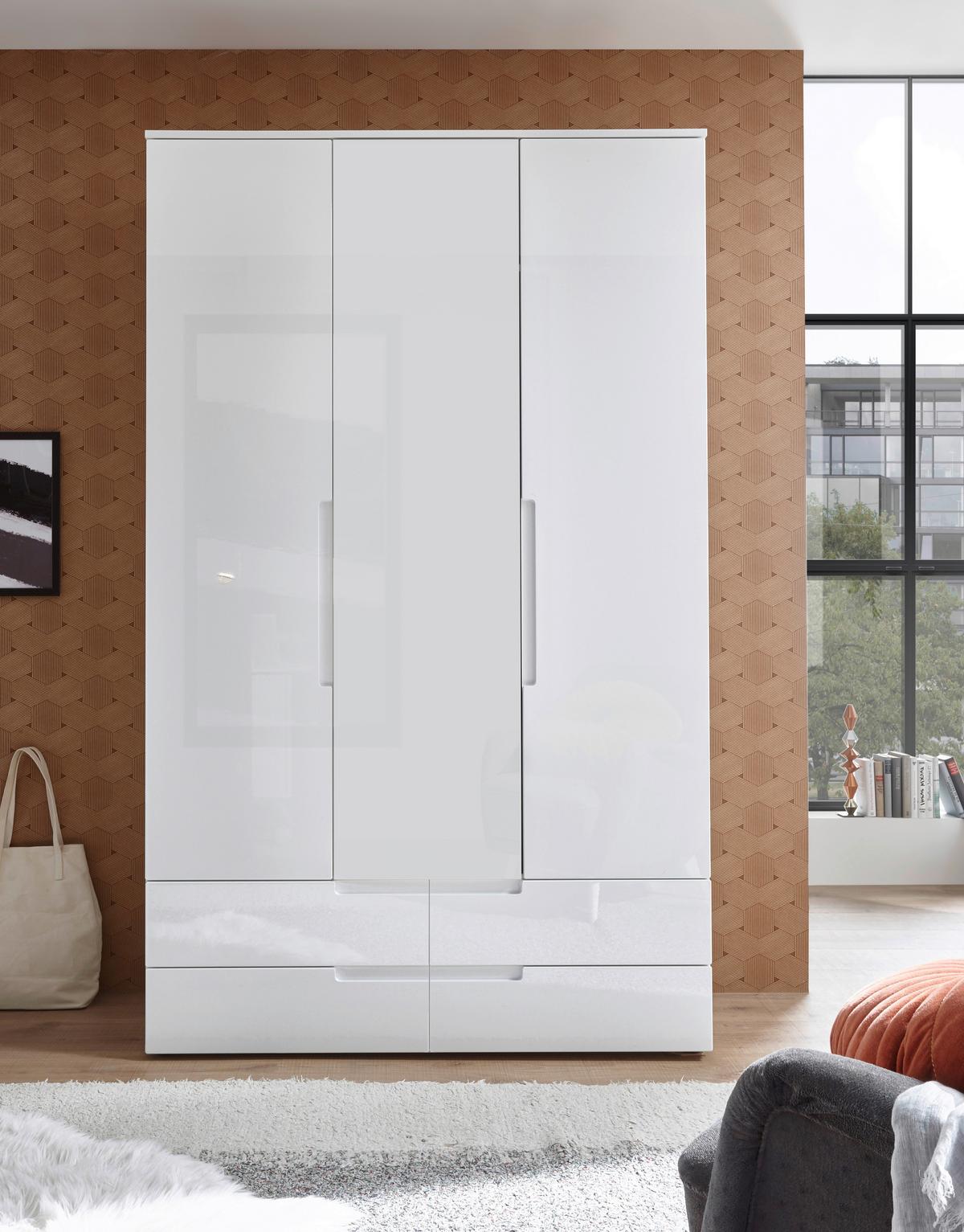 Omara Za Oblačila Spice, Bela, Visoki Sijaj, 126 Cm - bela/visoki sijaj, Moderno (126/208/57cm) - MID.YOU