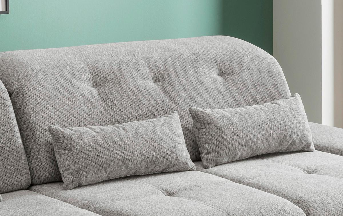 Wohnlandschaft Dalida Silberfarben Chenille - Chromfarben/Silberfarben, Design, Textil/Metall (196/300cm) - Livetastic