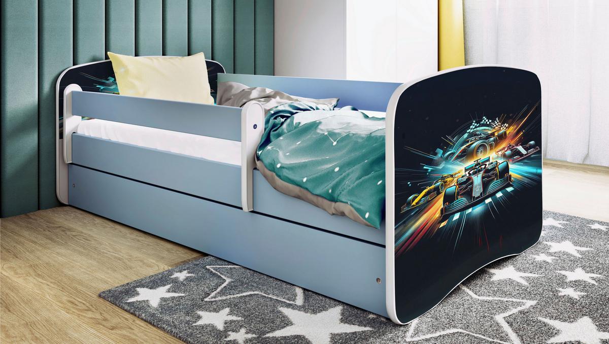 Otroška Postelja Babydreams, Bela, Modra, 80x160cm - modra/bela, Moderno, tekstil/leseni material (80/160cm) - MID.YOU