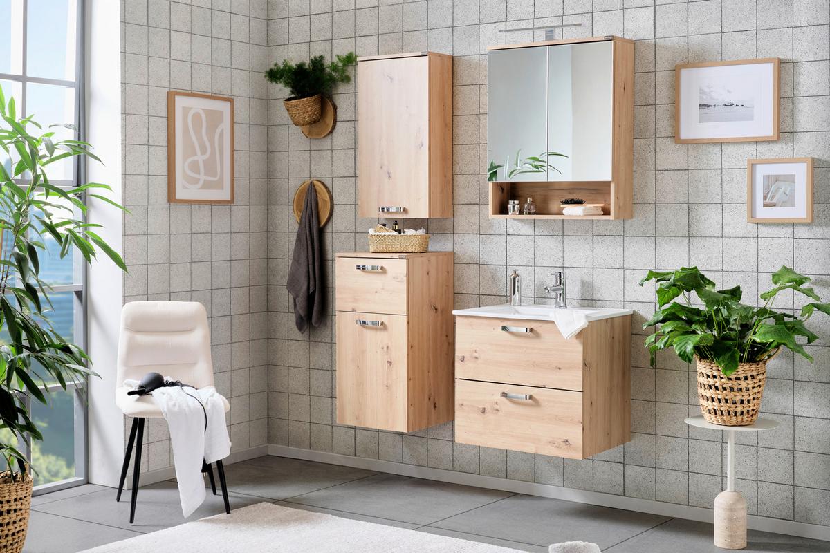 Donji Element Za Umivaonik Fresh - bijela/hrast Artisan, Konvencionalno, drvni materijal/metal (61/56/47cm) - Modern Living
