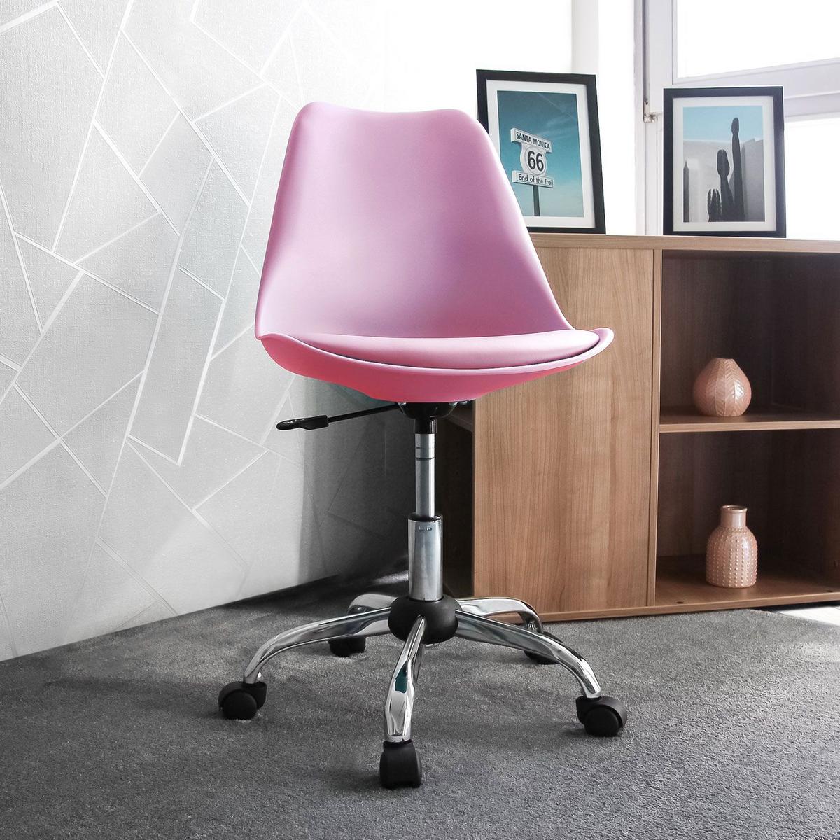 Vrtljivi Stol Fancy Pro, Roza - pink, Moderno, kovina/umetna masa (48/86/54cm) - MID.YOU