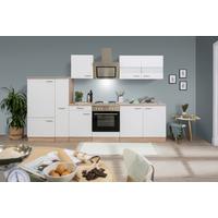 Küchenblock Merle mit Geräten ca. 300 cm Weiß - Edelstahlfarben/Eichefarben, Basics, Holzwerkstoff/Metall (300cm) - Respekta