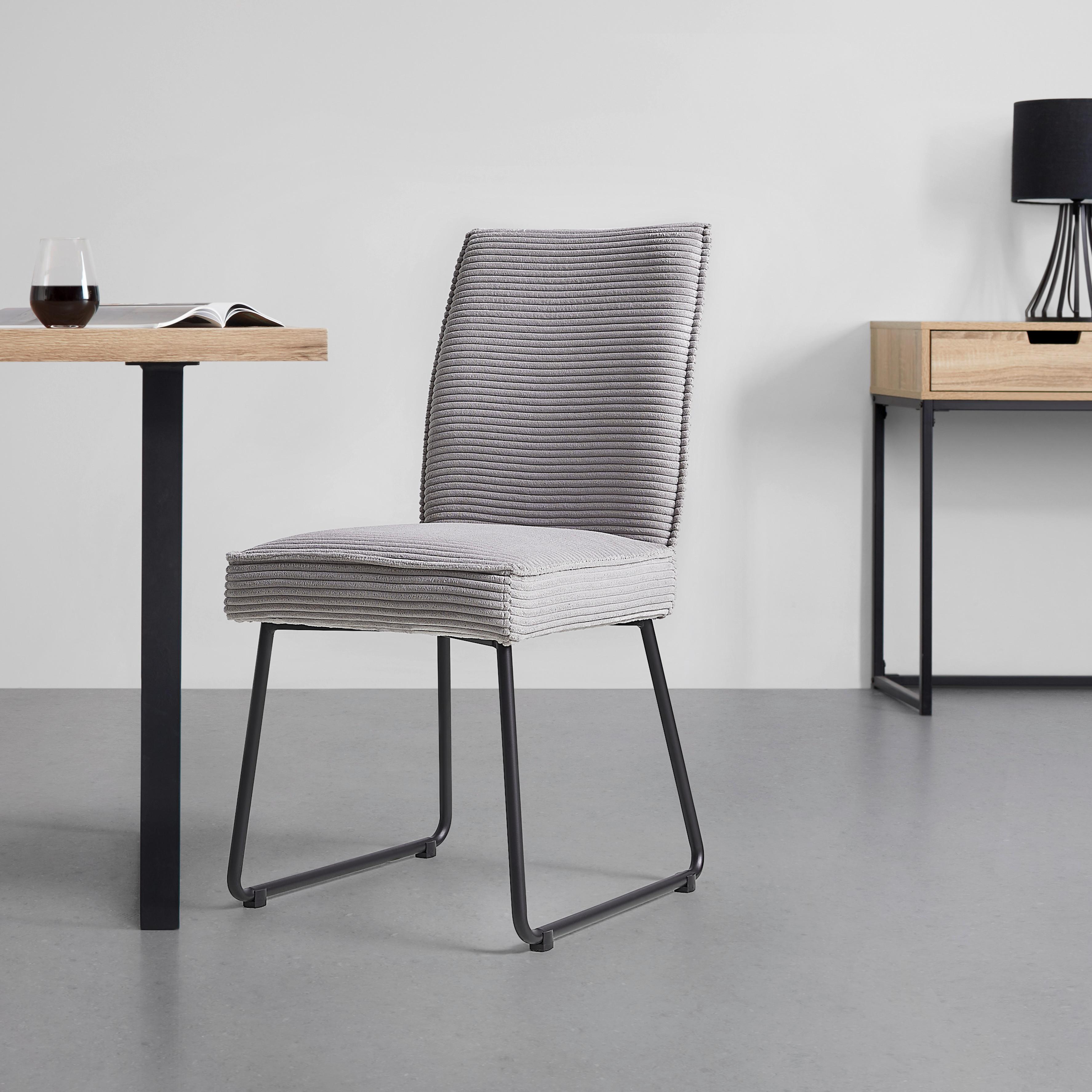 Stuhl Cora in Grau - Schwarz/Grau, MODERN, Textil/Metall (47/90/60cm) - Mömax