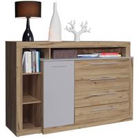 Široka Komoda Kasura, Barva Hrasta, Siva - siva/barve aluminija, Konvencionalno, umetna masa/leseni material (161/107/43cm) - Ti'me