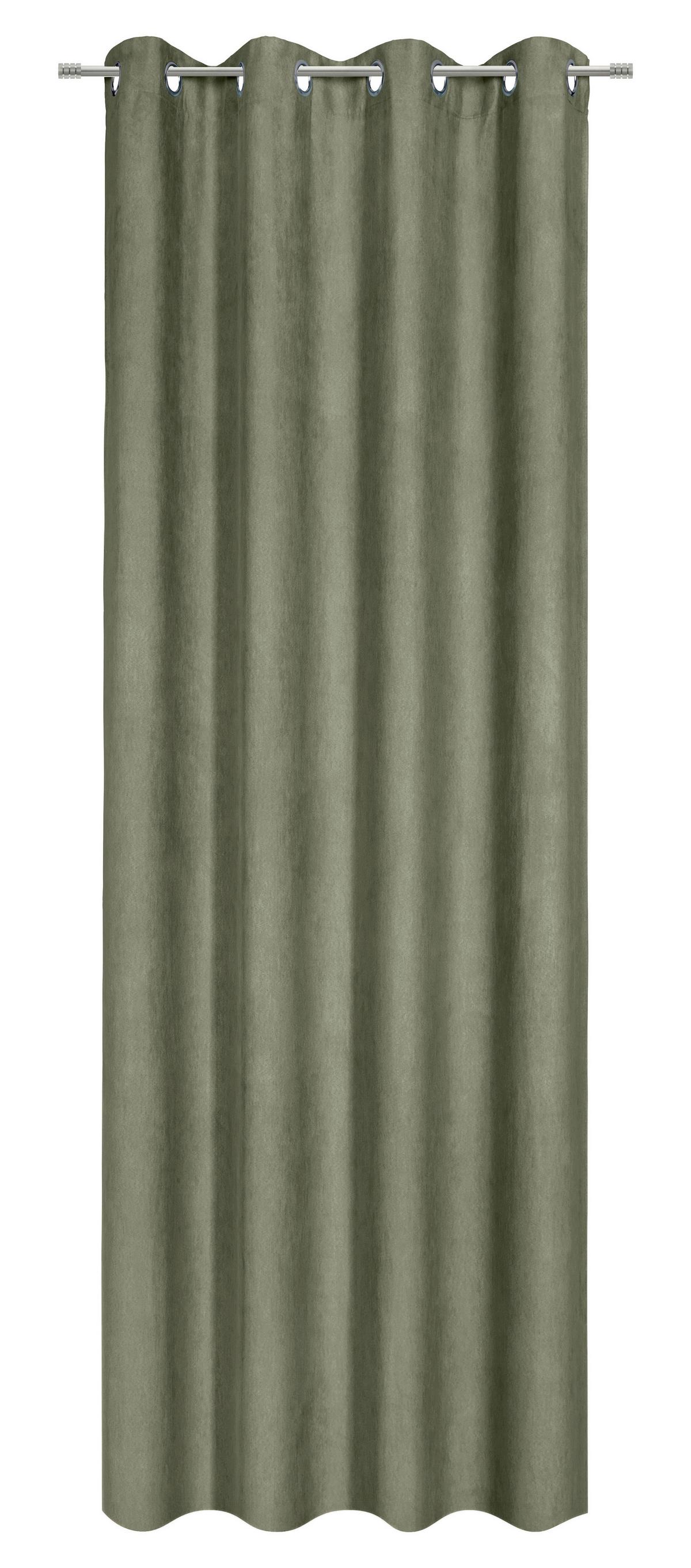 Ösenvorhang Velours in Grün ca. 140x245cm - Grün, KONVENTIONELL, Textil (140/245cm) - Modern Living