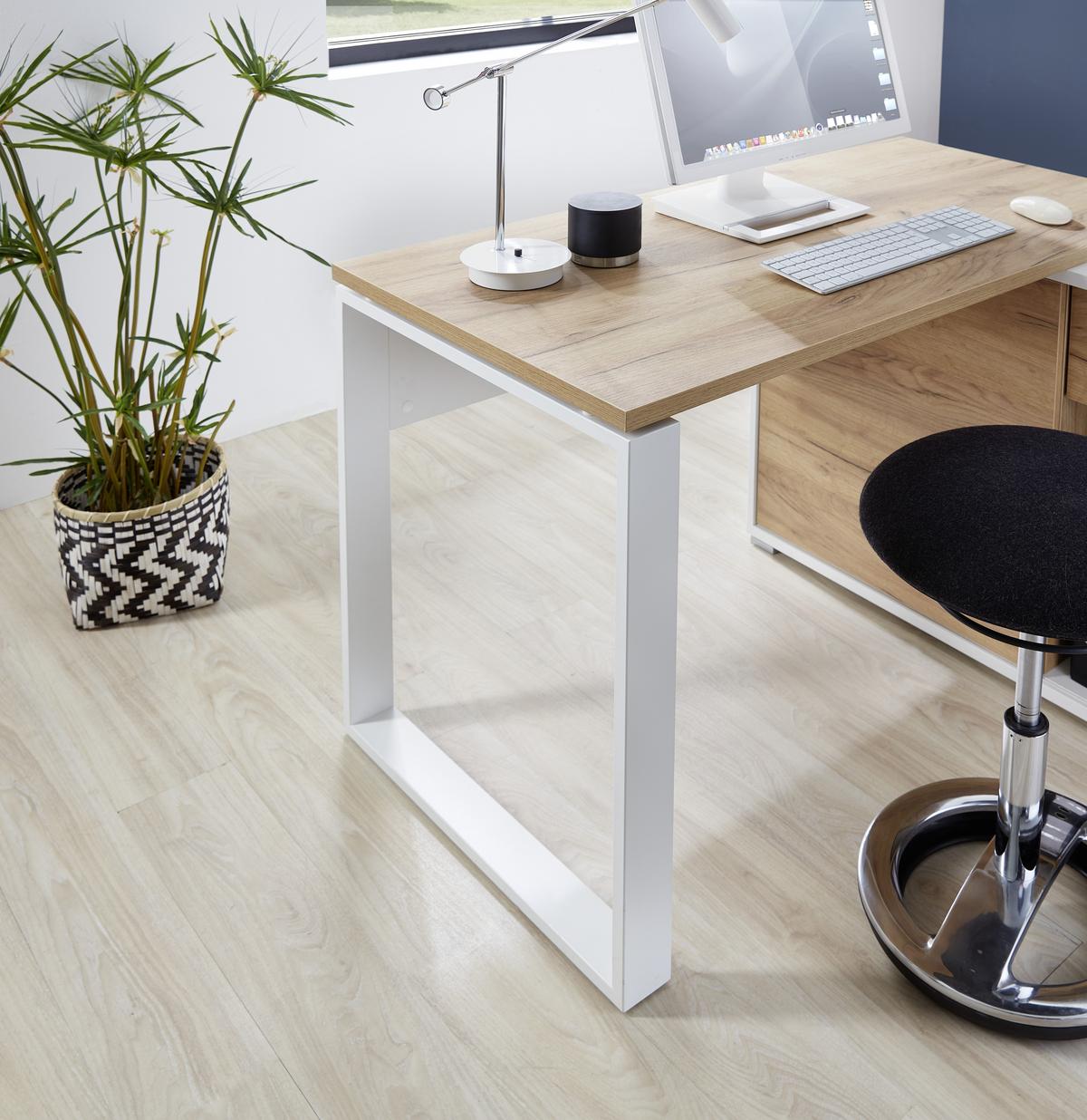 Eckschreibtisch mit Stauraum B 120cm H 117cm GW-Lioni Eiche - Eichefarben/Weiß, Design, Holzwerkstoff/Metall (120/75/117cm) - Germania