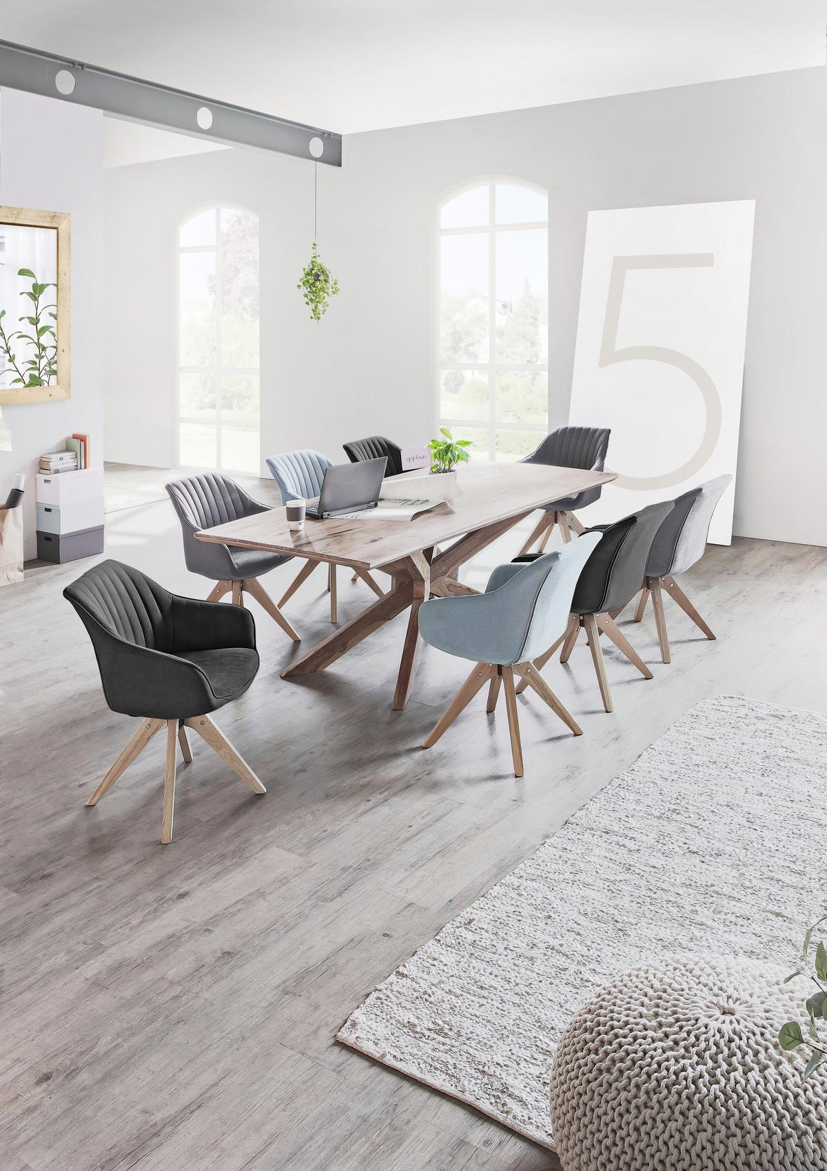 KRZESŁO Z PODŁOKIETNIKAMI CHILL    -HOM IN- - antracytowy/kolor naturalny, Lifestyle, tkanina/drewno (60/83/65cm) - Hom`in