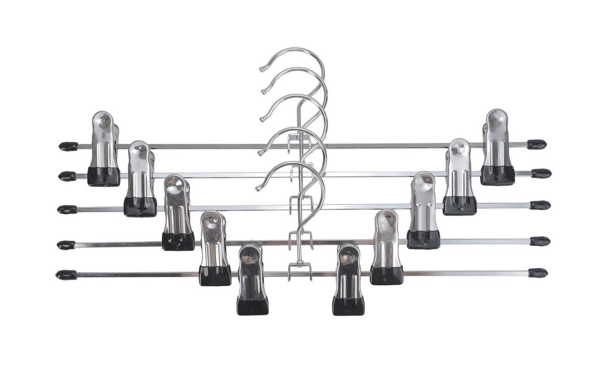 Hosenbügel Tom Schwarz/Silberfarben - Silberfarben/Schwarz, KONVENTIONELL, Kunststoff/Metall (35/11/2.3cm) - Mömax