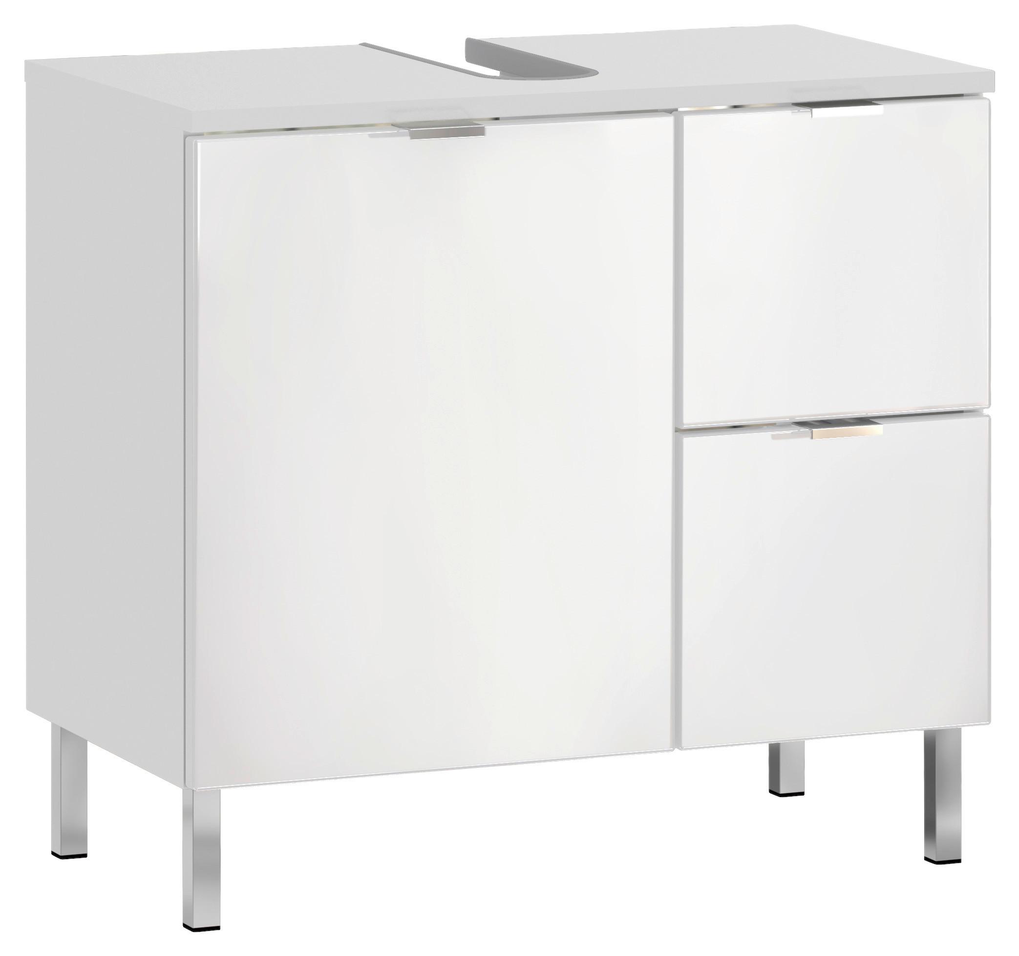 Waschbeckenunterschrank GW-Mau resa ca.60x56x34cm Weiß - Chromfarben/Weiß, KONVENTIONELL, Holzwerkstoff/Metall (60/56/34cm) - Germania
