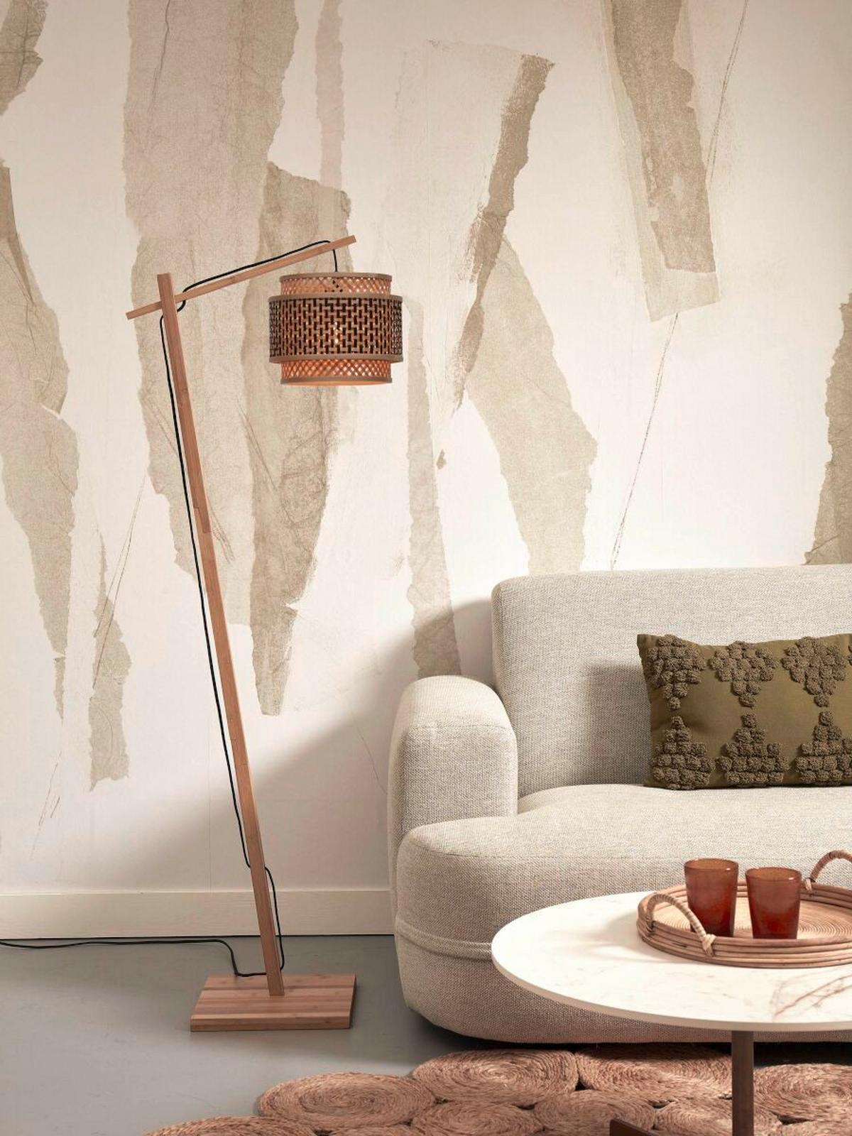 Stoječa Svetilka Bhutan, Črna, Bambus - črna/naravne barve, Trend, les (150/31/55cm) - Good & Mojo