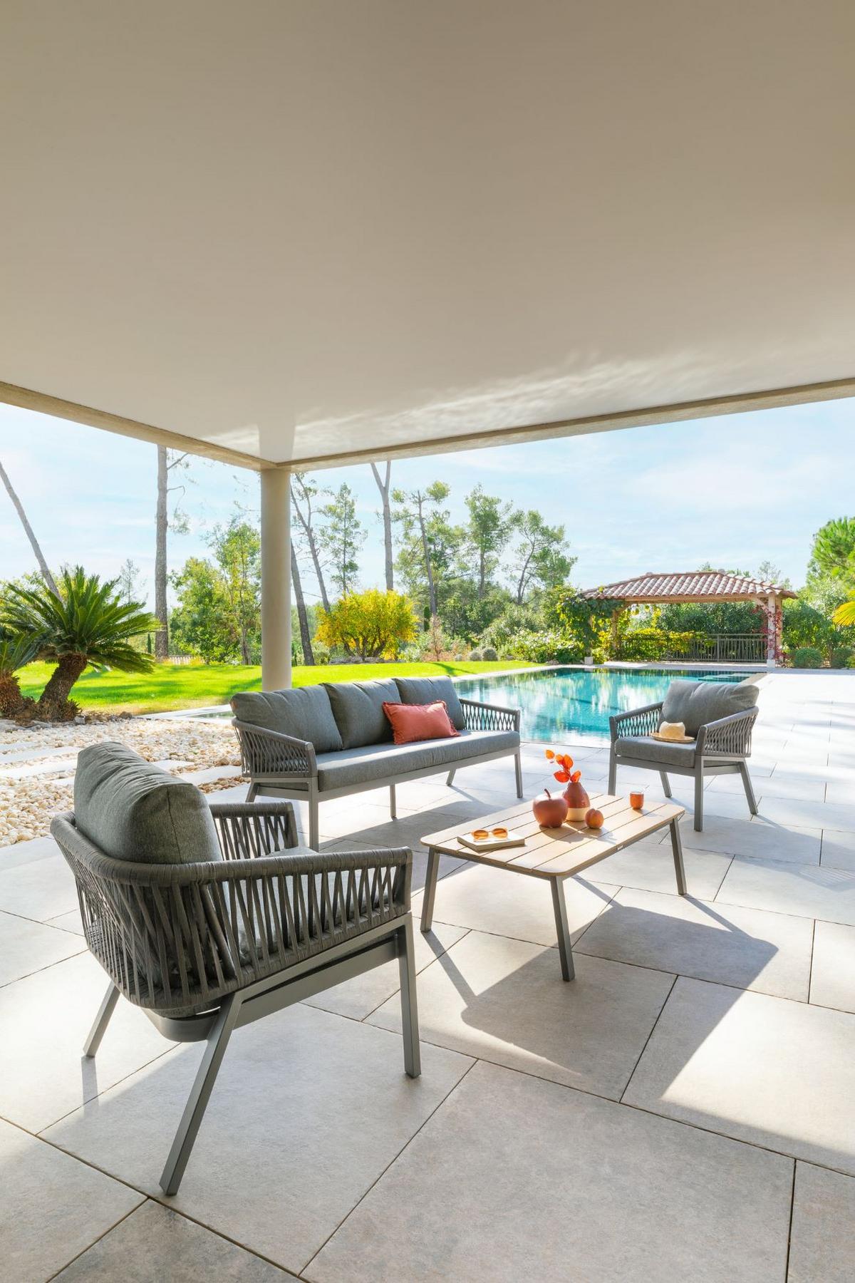 Set grădină Oriengo - gri închis, Basics, plastic/metal (150/80/328cm)