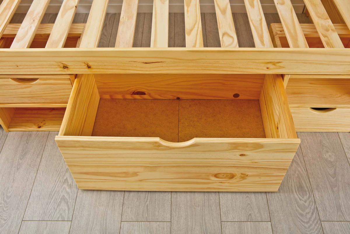 Stauraumbett Claas Kiefer - Naturfarben, Basics, Holz (90/200cm) - MID.YOU