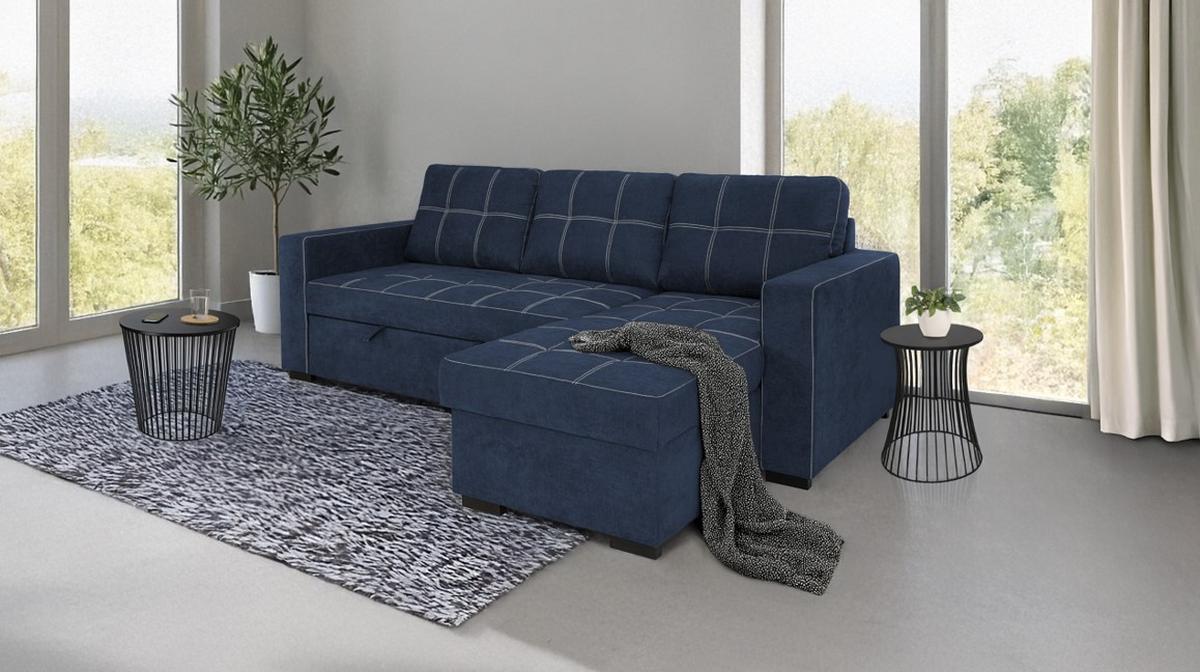 Canapea modulară TURIN - albastru închis, Design, plastic/lemn (239/87/160cm) - Modern Living