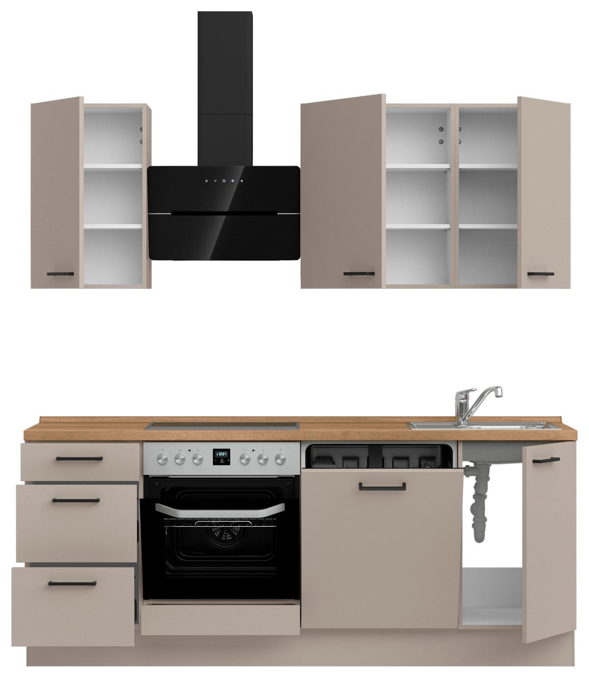 Küchenleerblock Easytouch High o. Geräte Sandfarben - Sandfarben/Eichefarben, MODERN, Holzwerkstoff/Metall (210cm) - Nobilia