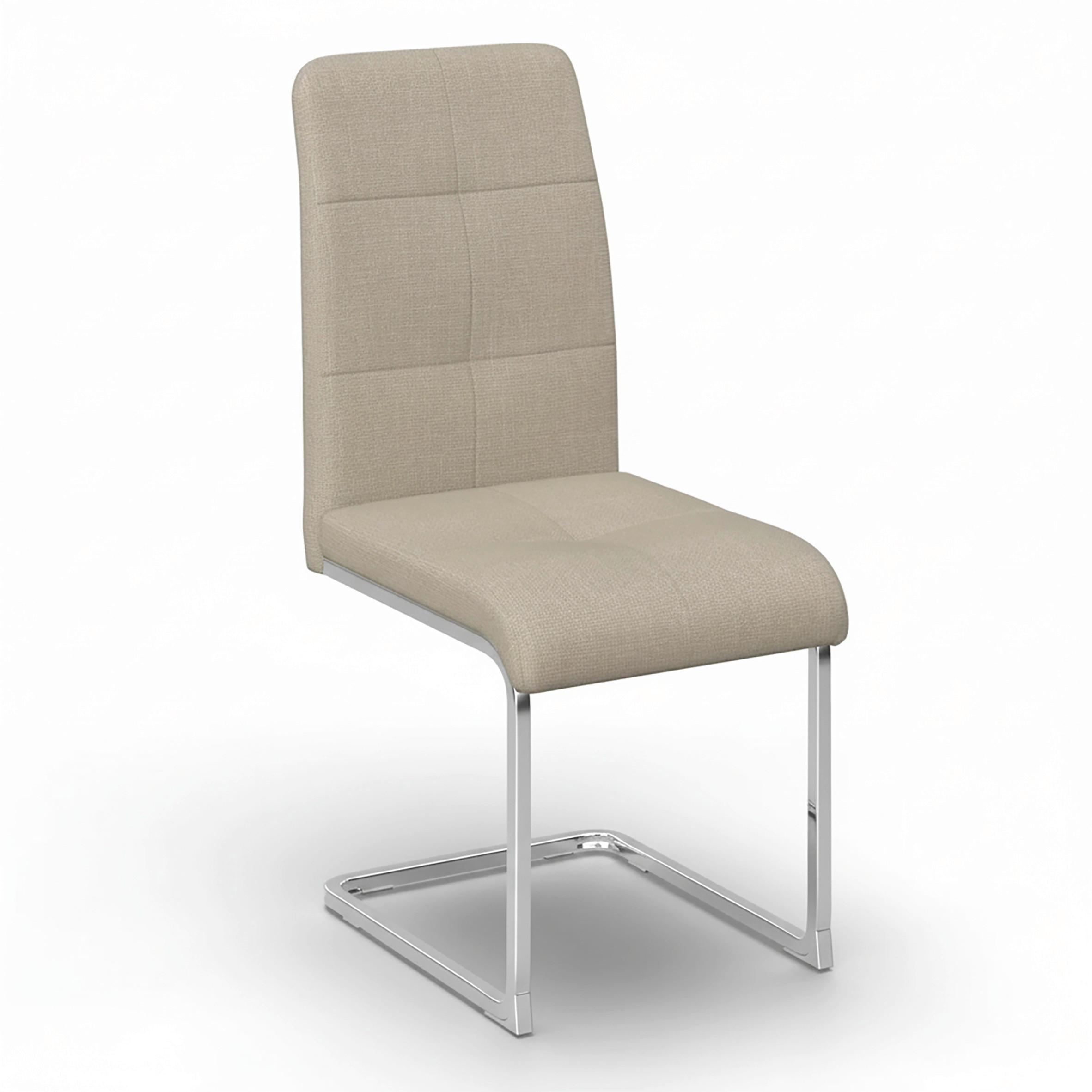 Schwingstuhl Lucie Creme Leinenoptik Gepolstert - Creme/Nickelfarben, MODERN, Textil/Metall (43/99/60cm) - Bessagi Home