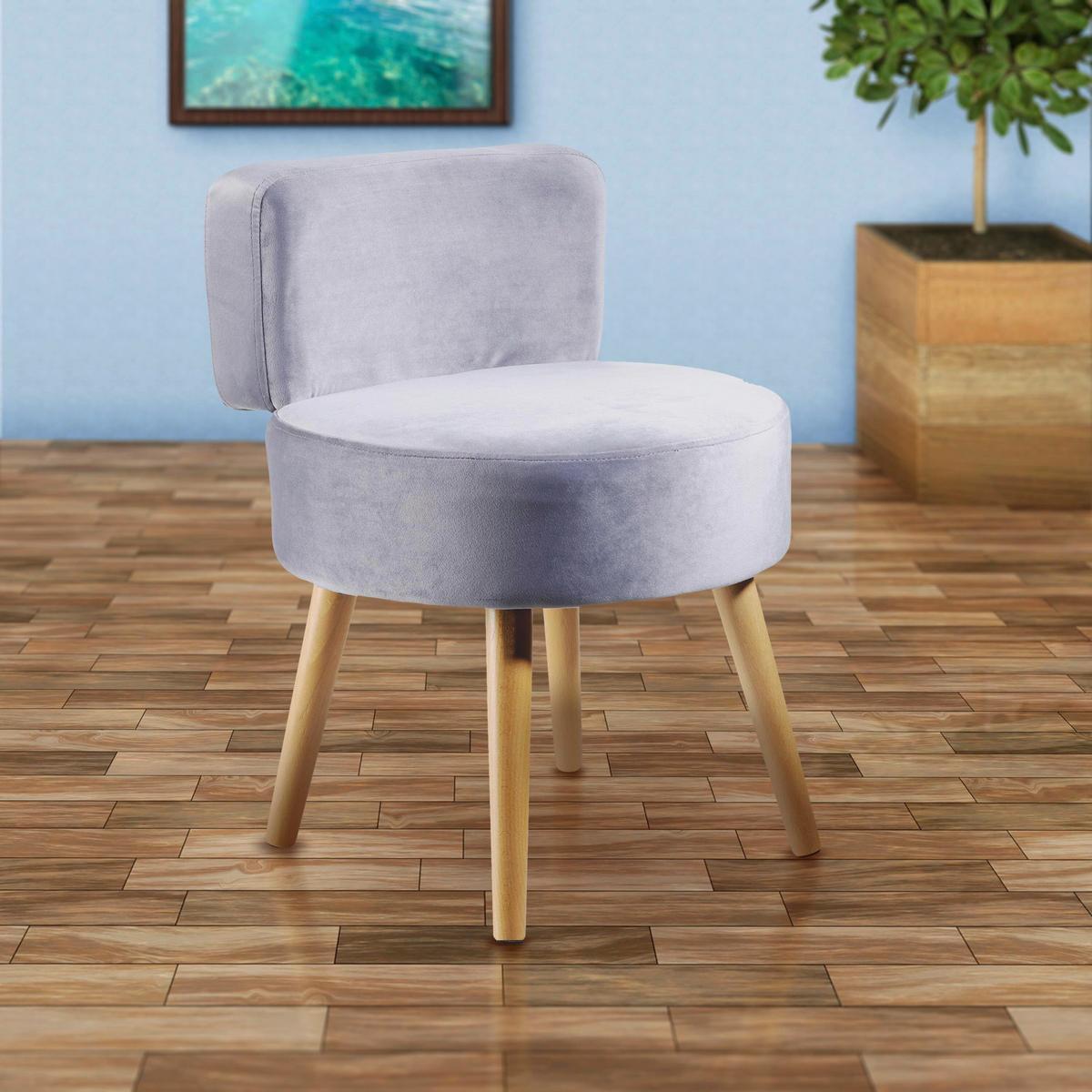 Sessel Milo Grau Samt - Grau, Design, Holz/Textil (44/58/44cm) - Echtwerk