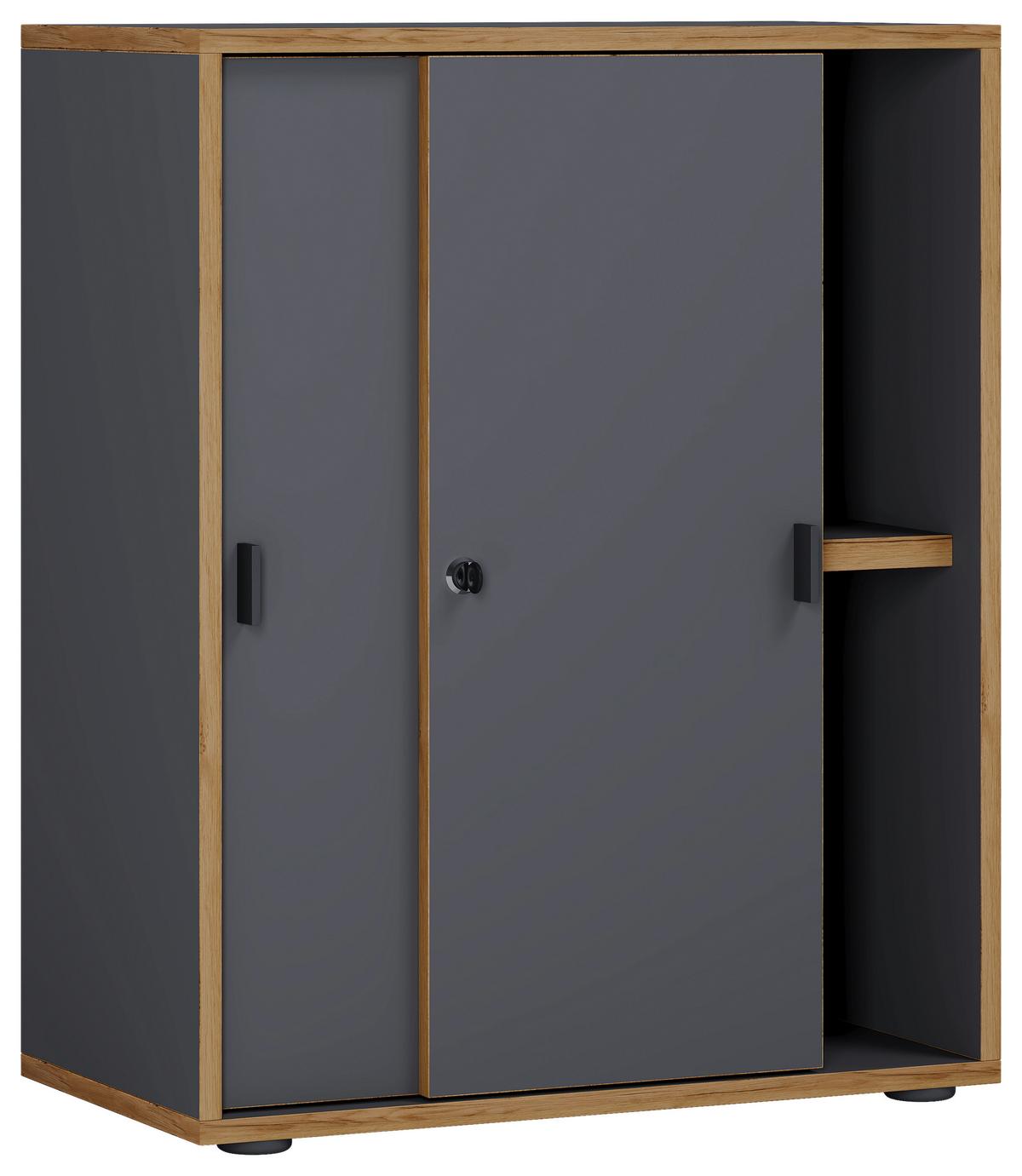 Aktenschrank Salia Anthrazit/Honigeiche - Honigeiche/Anthrazit, Design, Holzwerkstoff (60/74/37cm) - MID.YOU