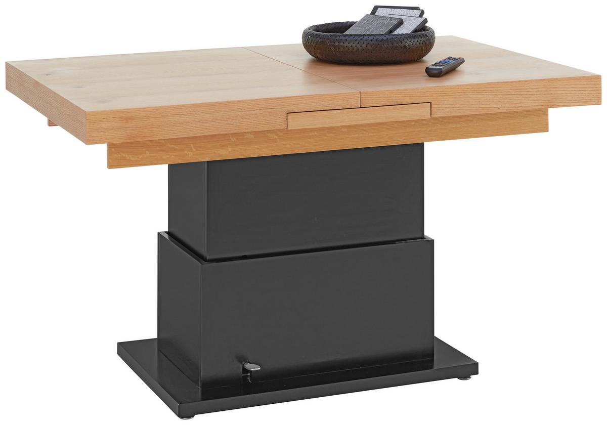 Couchtisch 2 in 1 Based in Schwarz/Eichefarben - Eichefarben/Schwarz, MODERN, Holz/Holzwerkstoff (133-170/51,5-77,5/80cm) - Based