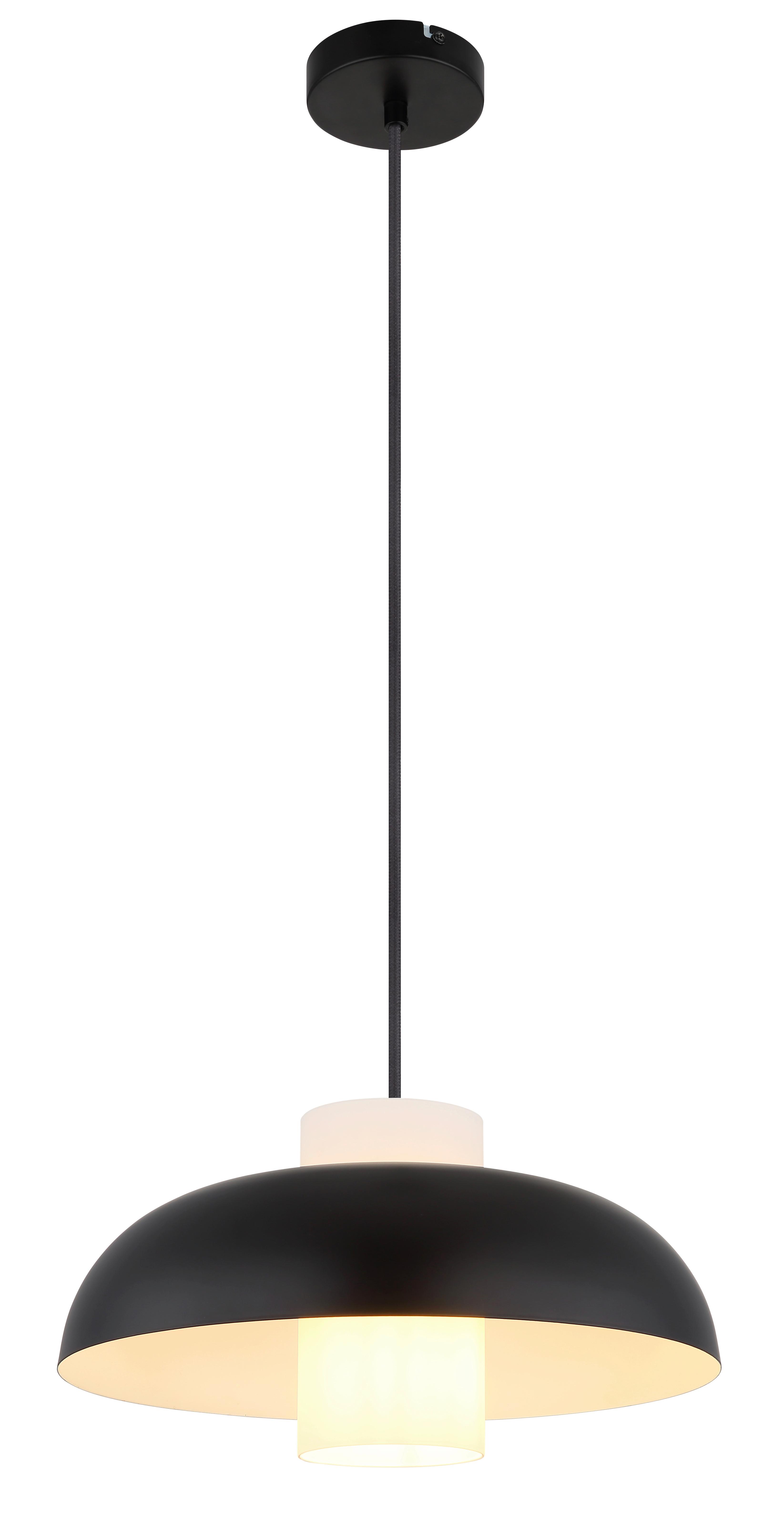 HÄNGELEUCHTE 15755S - Weiss/Schwarz, Trend, Glas/Textil (38/120cm) - Globo