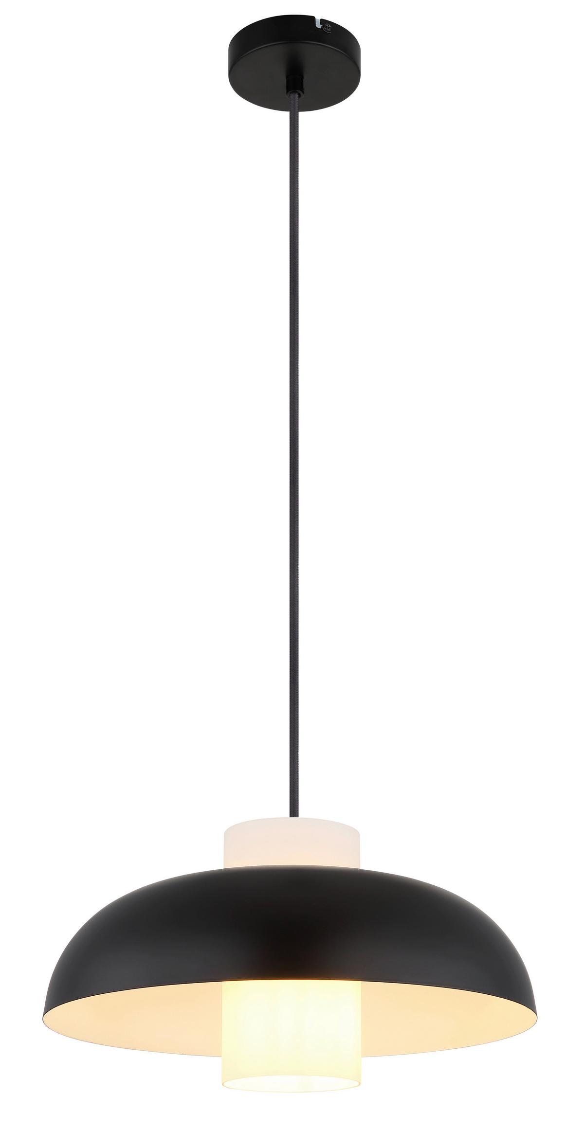 HÄNGELEUCHTE 15755S - Weiss/Schwarz, Trend, Glas/Textil (38/120cm) - Globo