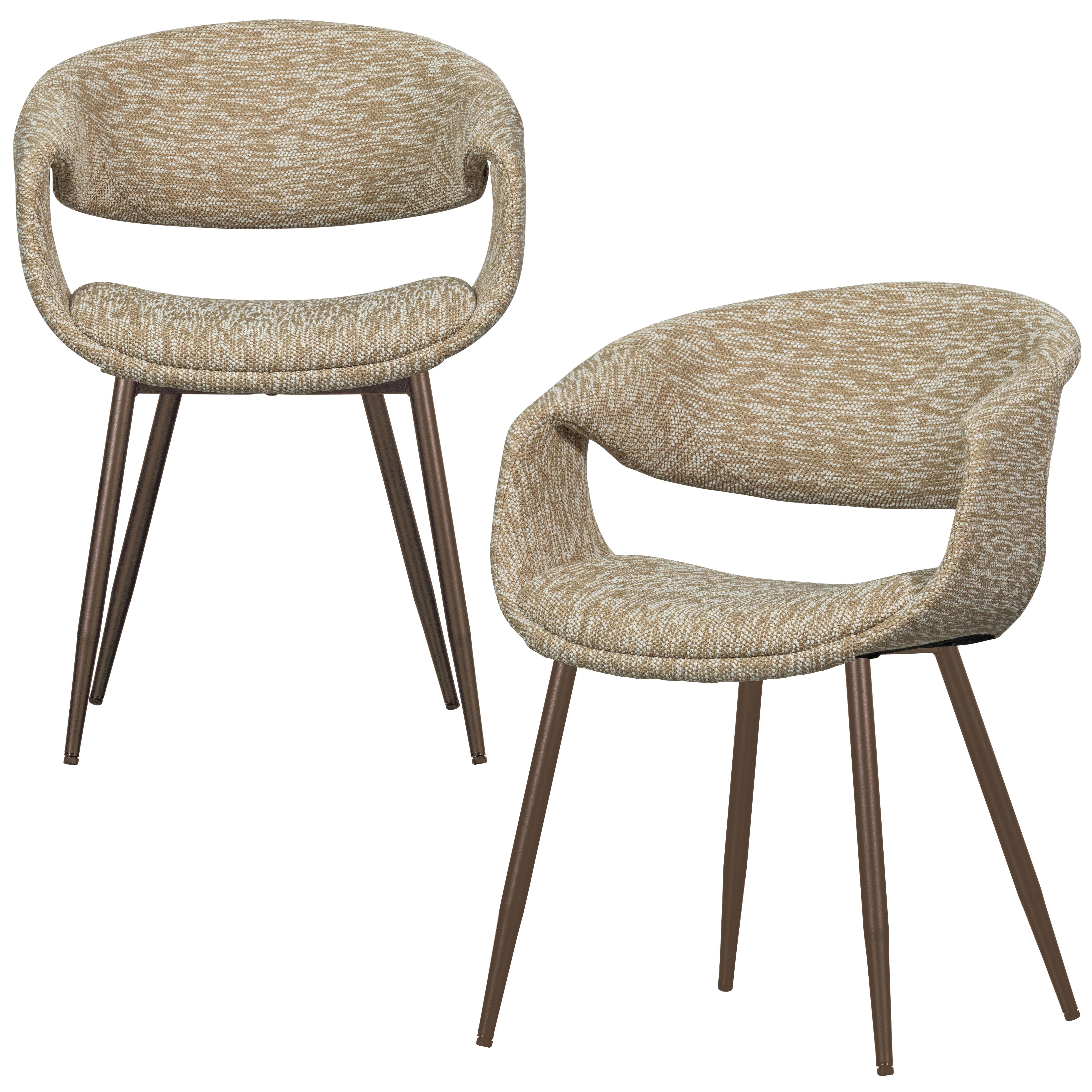 ARMLEHNSTUHL-SET YOSSI - Sandfarben/Kupferfarben, MODERN, Textil/Metall (57/78/57cm) - Livetastic
