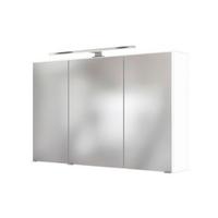 Spiegelschrank Florida in Weiß mit LED - Chromfarben/Weiß, MODERN, Glas/Holzwerkstoff (100/64/20cm)