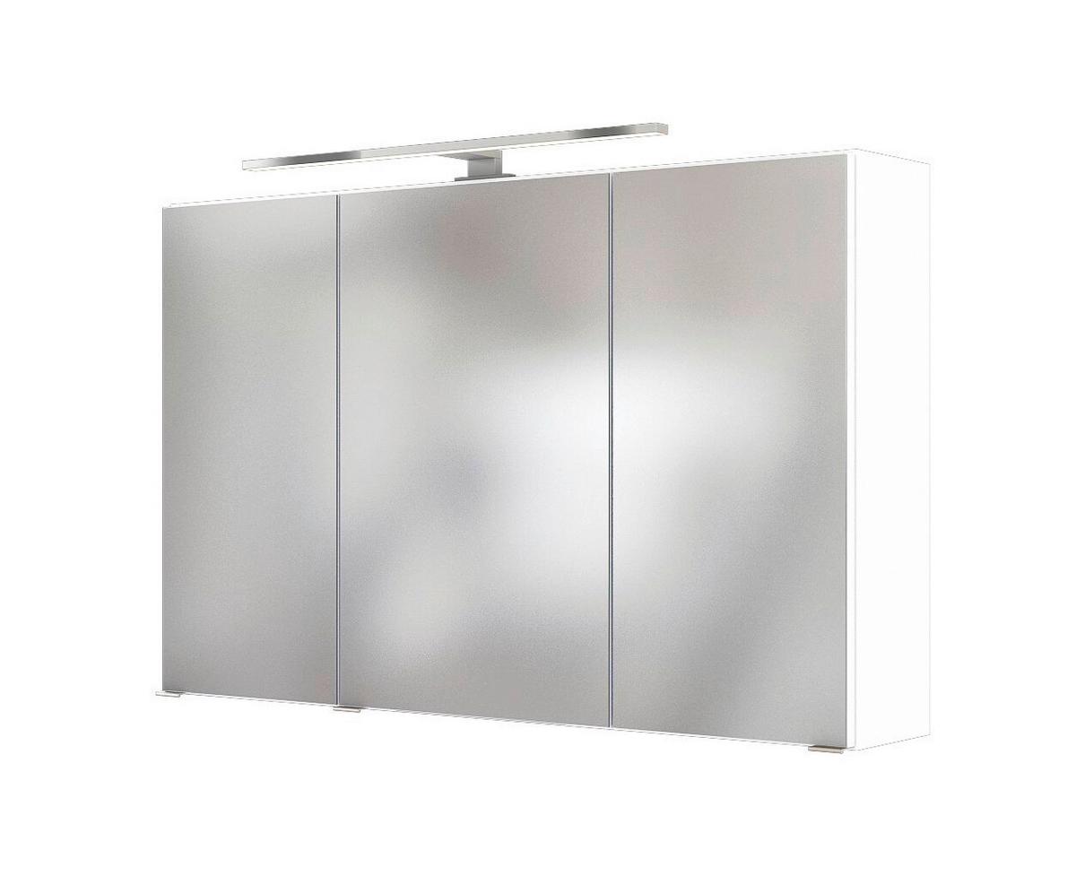 Spiegelschrank Florida in Weiß mit LED - Chromfarben/Weiß, MODERN, Glas/Holzwerkstoff (100/64/20cm)