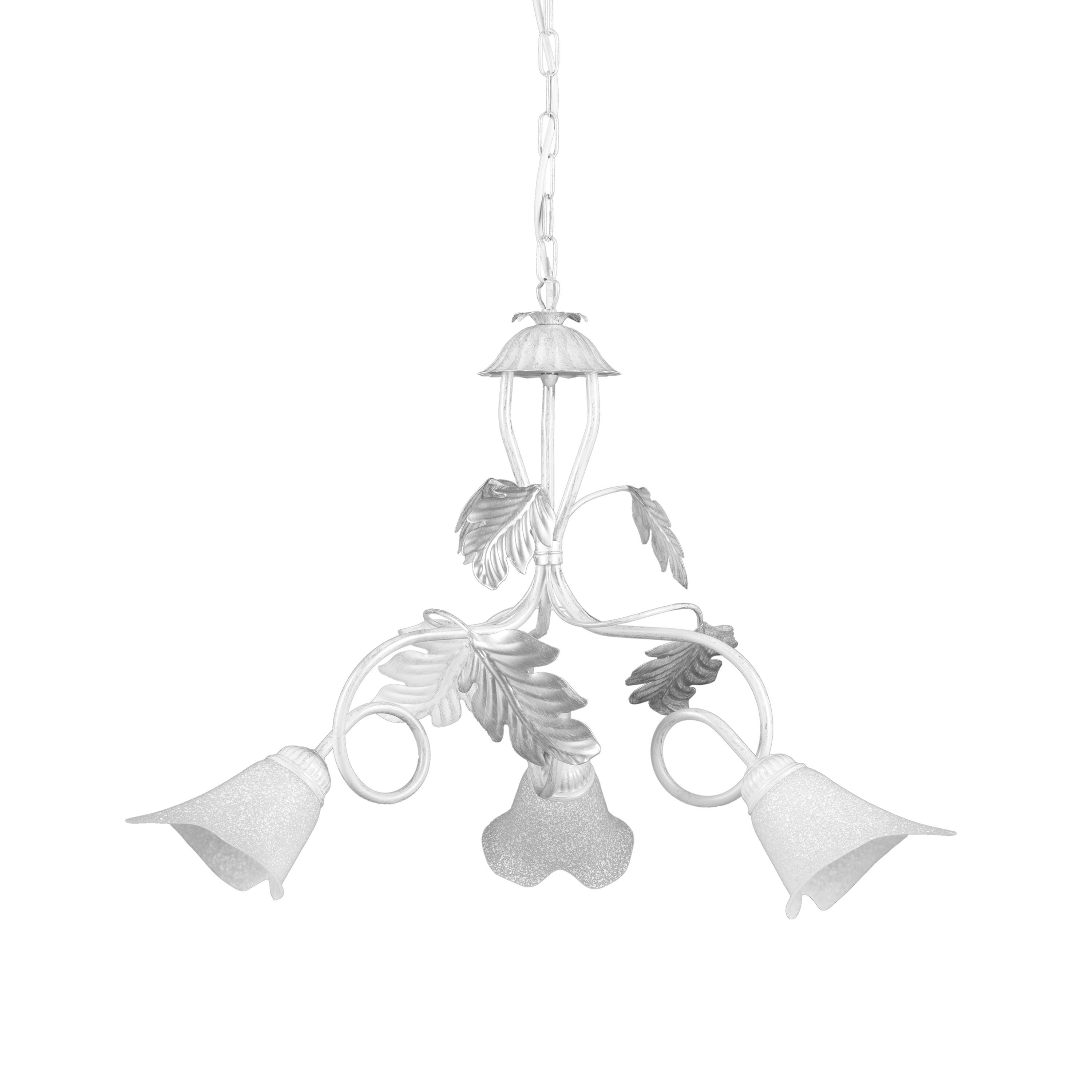 Kronleuchter Marilena Silber/Weiß max. 6 Watt - Silberfarben/Weiß, KONVENTIONELL, Glas/Metall (60/110cm)